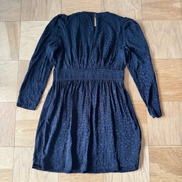 & Other Stories Triangle Bodice Ruffled Mini Dress Black Heart Print Size 8 - Picture 4 of 11